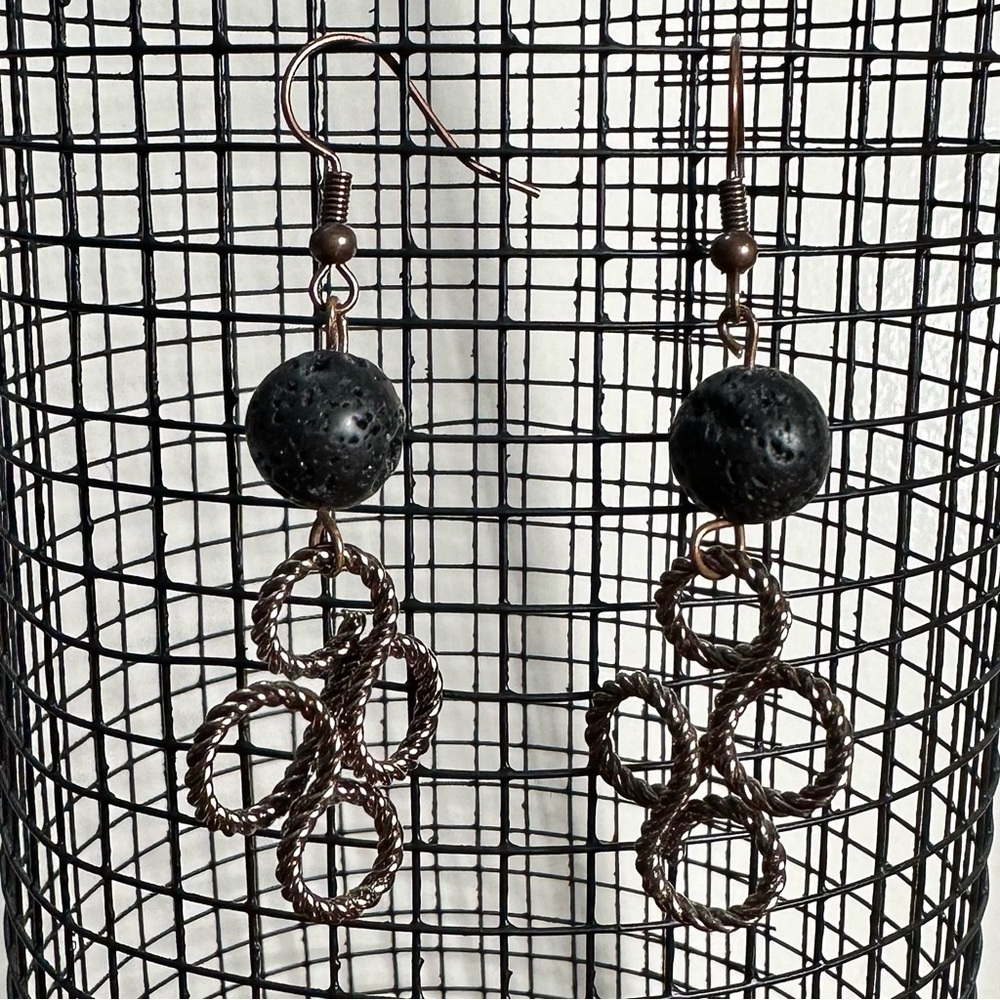 Handmade Elegant Black and Bronze Earrings